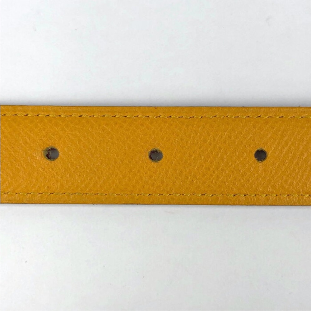 HERMES Narrow H Yellow Red Reversible Leather Belt - Picture 6 of 8